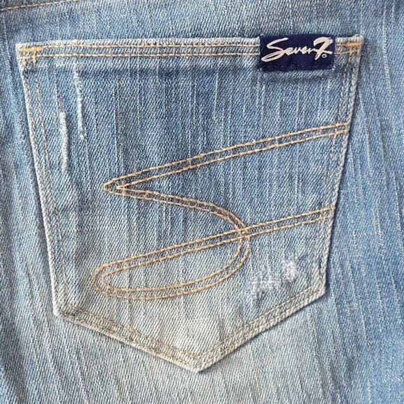 Seven7 Slim Straight Jeans Mid Rise Leg Slits Distressed 29X28 Size 4 - Picture 5 of 12